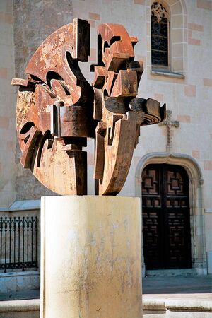 streets, monuments and old buildings of the town of Alcala de Henares, Spainのeditorial素材