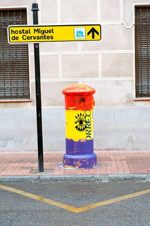 streets, monuments and old buildings of the town of Alcala de Henares, Spainの写真素材