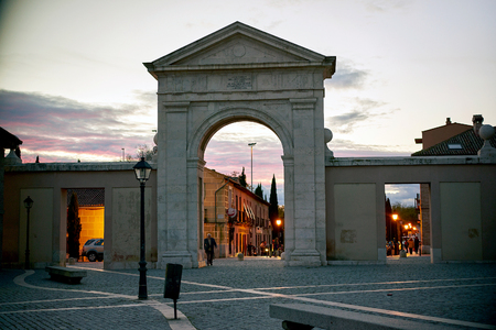 streets, monuments and old buildings of the town of Alcala de Henares, Spainの写真素材