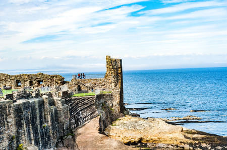 St. Andrews, Scotland, UK Ruins of St. Andrews Castle, St. Andrews, Protestant preacher George Wishart may have been imprisoned in the castle%u2019s  dungeon.の写真素材
