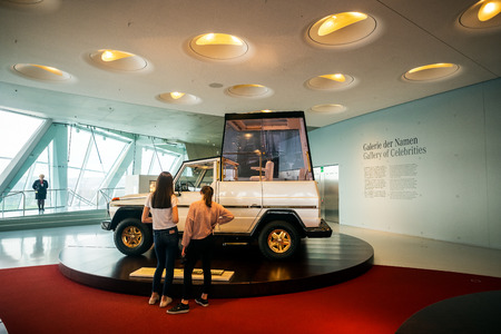 Stuttgart, Germany, March 28, 2017. Interior of the Mercedes Benz Museum in Stuttgart.のeditorial素材