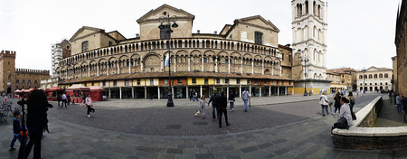 Ferrara, Emilia-Romagna, Italy. May 20, 2017. Views of the medieval square trento-Trieste famous for...