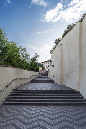 Prague, Czech Republic, May 28, 2017.-stairs down from the Prague palace in the Old Townのeditorial素材