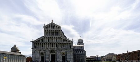 Facade of the Duomo in Pisa in Italyの写真素材