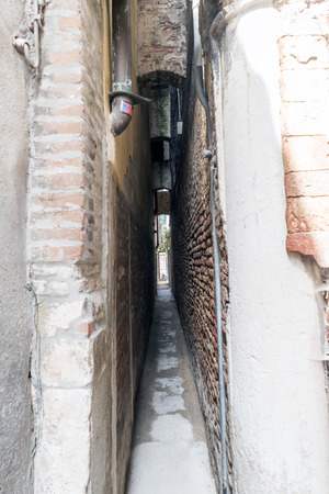 Venice, Veneto / Italy- May 21, 2017: Very narrow alley called "Crosetta" in the oldest part of the island of Veniceのeditorial素材