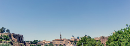 Panoramic view of Roman forum and surroundings in Rome, Italyの写真素材