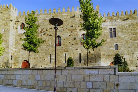 Detail of the side facade of the old palace of the archbishop in Braga (Portugal)の写真素材