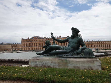 Versailles, France, June 28, 2020: View of the Chateau Versailles garden, park and tree UNESCOのeditorial素材