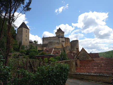 Castelnaud-la-chapelle, Dordogne, France - Jully 3 2020: Medieval fortress Castelnaud Castle in Dordogne valley, Perigord Noir, Franceのeditorial素材