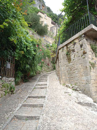 La roque gageac, France - July 2, 2020: Scenic medieval street village, PÃ©rigord, Dordogne, Franceのeditorial素材