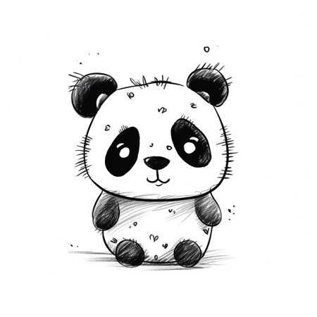 Cute hand drawn panda. Vector illustration in sketch style. Generative aiの素材