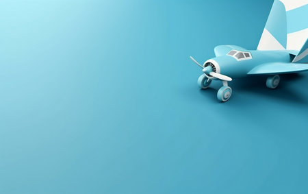 3d illustration of airplane on blue background with copy space for text. Generative aiの素材