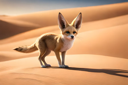 Fennec fox in the dunes of the Sahara desert, Moroccoの素材