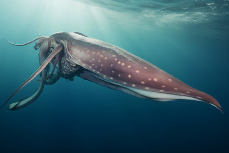 Whale squid (Octopus vulgaris) in the blue oceanの素材