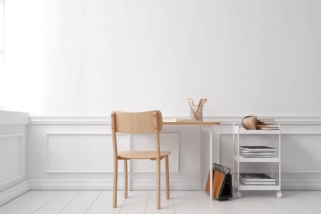 3d render of interior room with desk and chair. Workplace concept.の素材