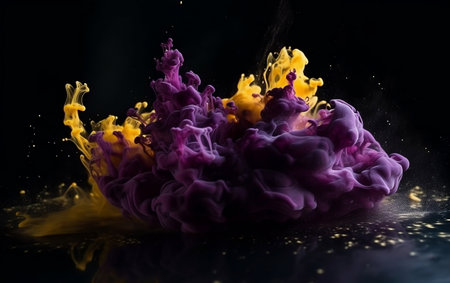 Colorful ink in water isolated on black background. Abstract background.の素材