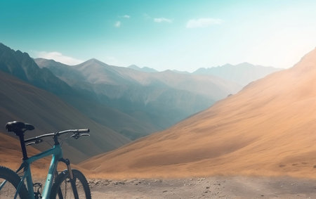 Mountain bike in the middle of the desert. 3d renderingの素材