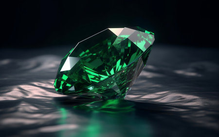 Green sapphire on a dark background, 3d rendering.の素材
