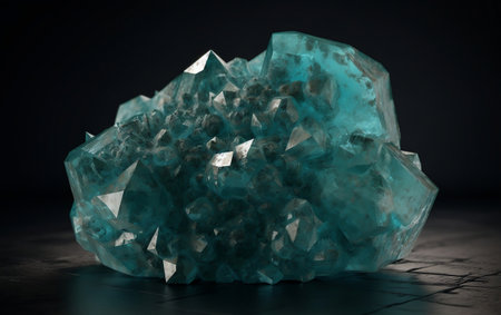Turquoise tourmaline crystals on dark background. Macro.の素材