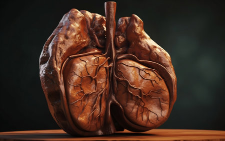 Lungs of human organ on dark background. 3d renderingの素材