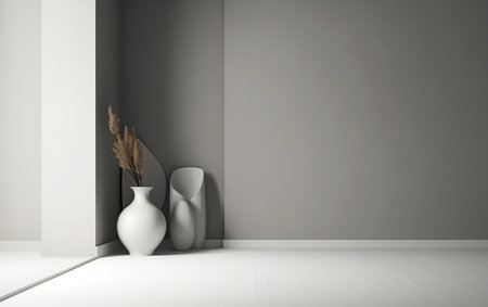 Interior of modern living room with vase, 3d renderの素材