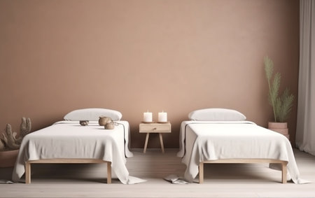 Interior of modern massage room with two beds. 3d renderingの素材