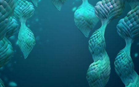 Abstract 3d rendering of blue fish. Creative background with fish.の素材