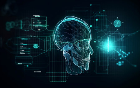 3d rendering of x-ray human skull and brain in medical conceptの素材
