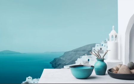 Image of white architecture on beautiful island of santorini. beautiful backgroundの素材
