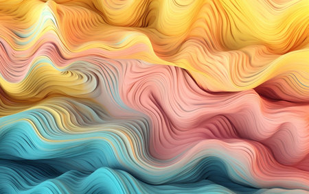 Abstract colorful background with wavy pattern. 3d render, 3d illustration.の素材