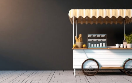 Coffee cart with ice cream. 3d rendering mock-upの素材