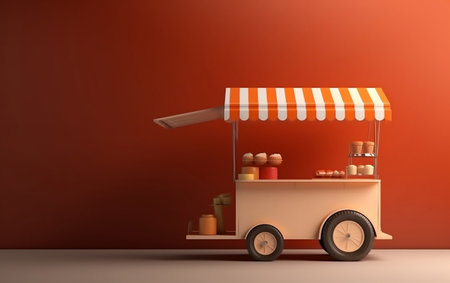 3d illustration of a cart with ice cream. 3d renderingの素材