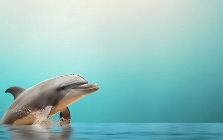 dolphin jumping out of the water. 3d render illustration.の素材