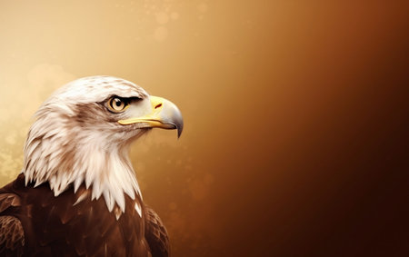 Portrait of an eagle on a brown background with space for textの素材