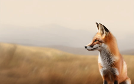 Red fox (Vulpes vulpes) in the steppeの素材