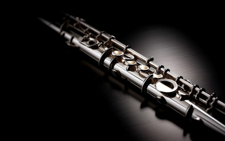 Clarinet on a black background. Close-up picture.の素材