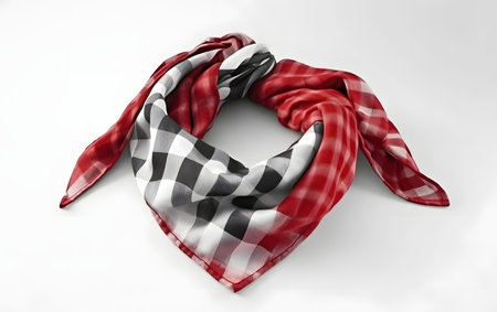 Red and white checkered scarf isolated on white background. 3d renderingの素材