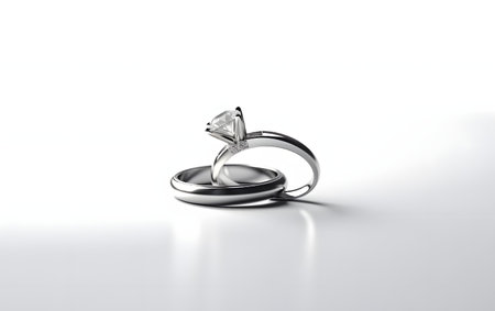 wedding ring on a white background. 3d illustration.の素材