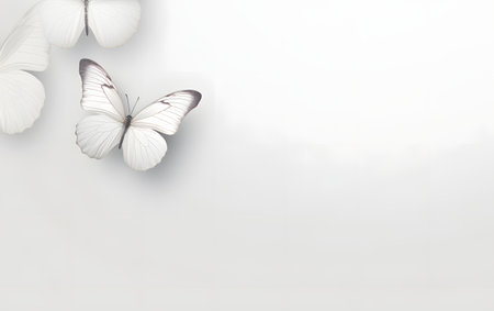 butterflies on white background with copy space for your text.の素材