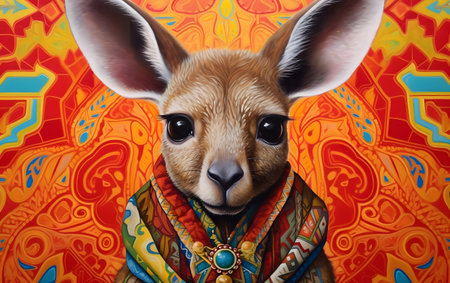 Beautiful colorful parrot on abstract background with bokeh.の素材