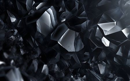 3d rendering of abstract fractal composition with geometric shapes in black and whiteの素材