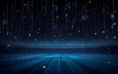 Abstract technology background with glowing lines and bokeh. Vector illustration.の素材
