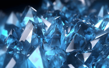 Blue crystal background. 3d illustration. 3d render, 3d illustration.の素材
