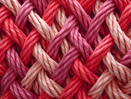 Close up of pink, red and white threads for embroideryの素材