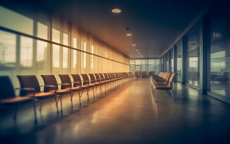 interior of the airport, empty waiting room, vintage filter effectの素材