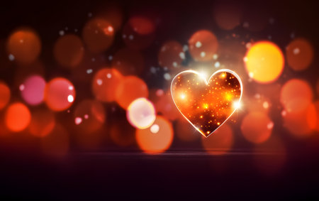 Valentine's day background with heart and bokeh lightsの素材