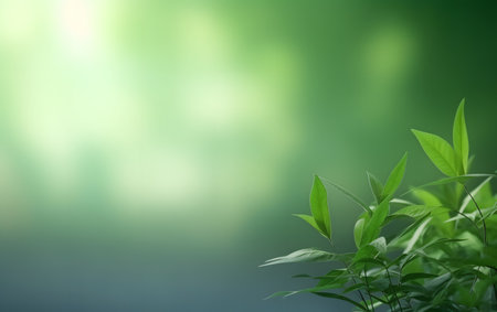 Bamboo leaves and bokeh background, Nature and environment concept.の素材
