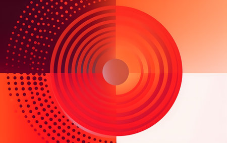 Abstract background with circles in red and blue colors. Vector Illustrationの素材