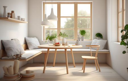 modern scandinavian interior design living room 3d Illustrationの素材