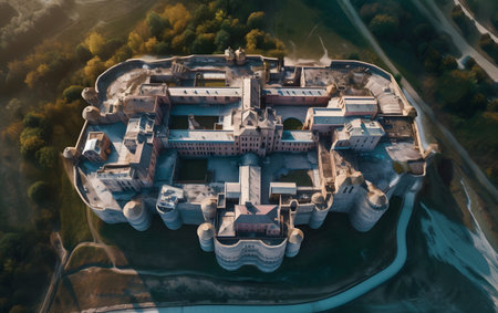 Aerial view of the medieval castle in Krakow, Polandの素材